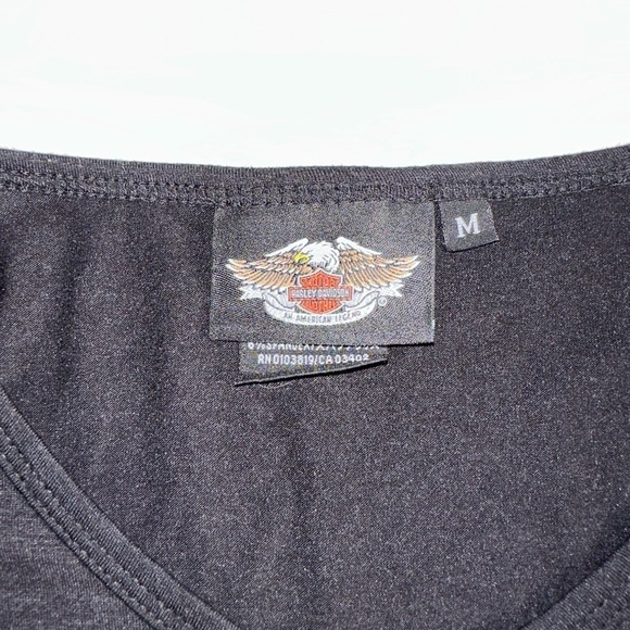 Harley-Davidson Black Graphic Women's Top Embellished - Picture 3 of 8